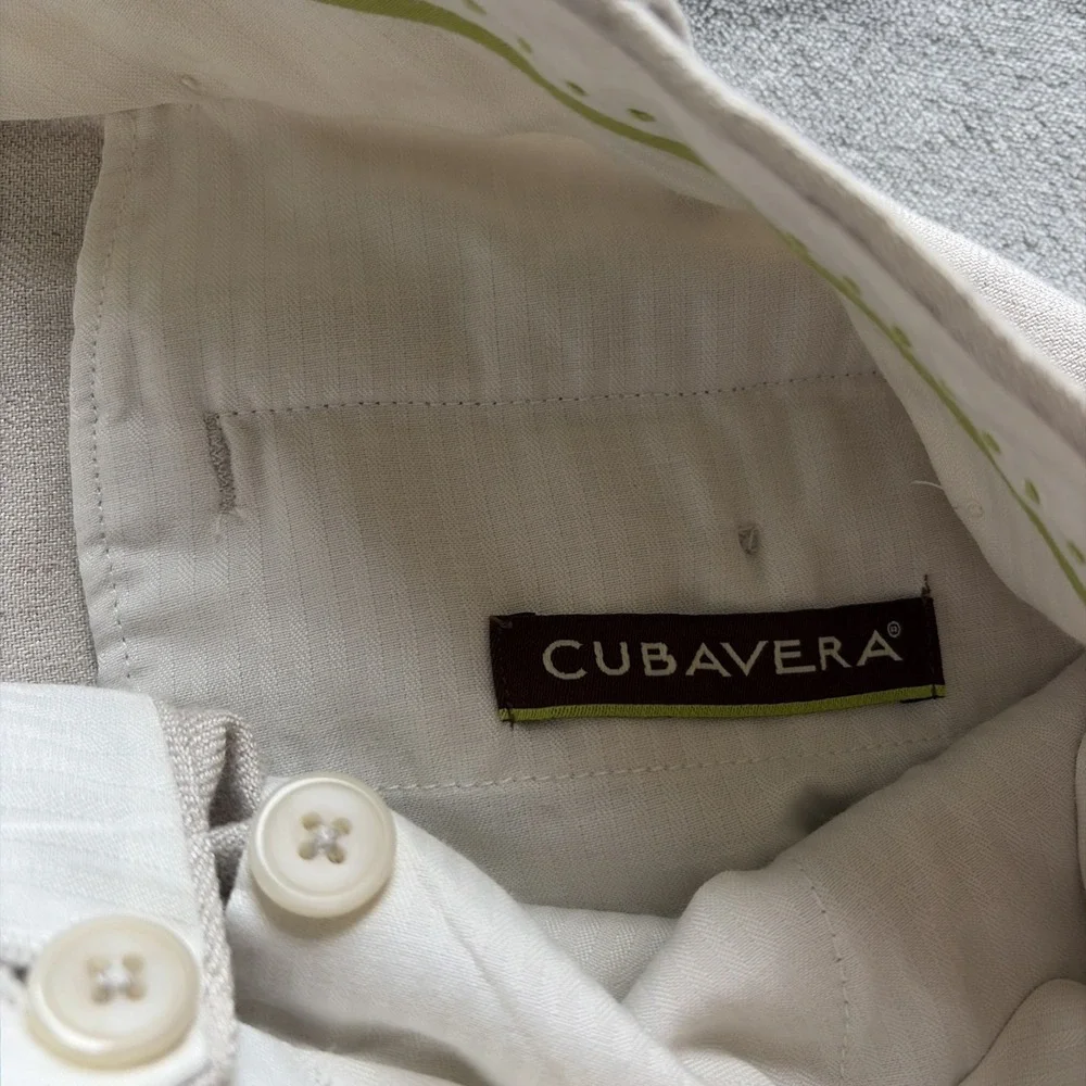 Cubavera Mens Linen Blend Beige Pants Size 36/32 (36x30) Pleated Front Zip Fly